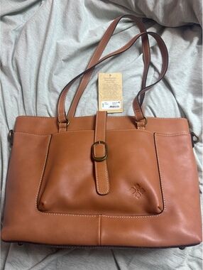 Patricia Nash Vintage Vegetable Tanned Leather Cognac Tote Shoulder Bag NWT